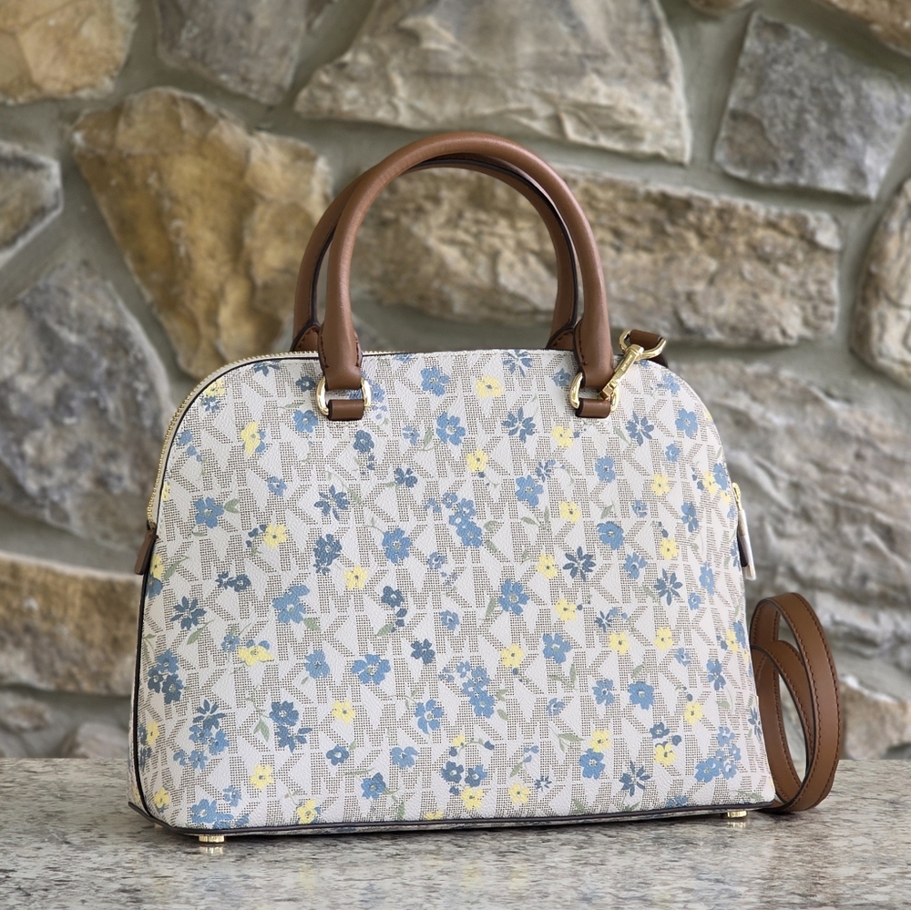 Michael Kors Cindy Logo Floral Large Satchel - Picture 3 of 10